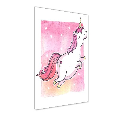 Cuadro de vidrio templado 4mm para pared vertical Unicornio rosa