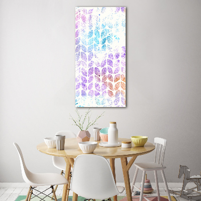 Cuadro de cristal moderno efecto brillo vertical Hojas coloridas