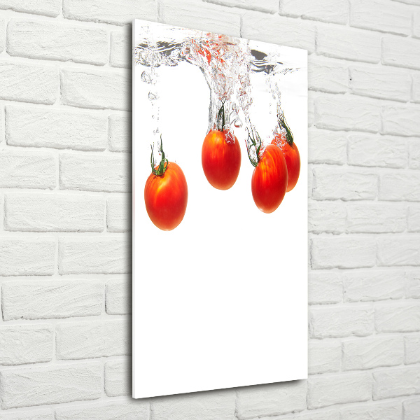 Cuadro de vidrio templado 4mm para pared vertical Tomates bajo el agua