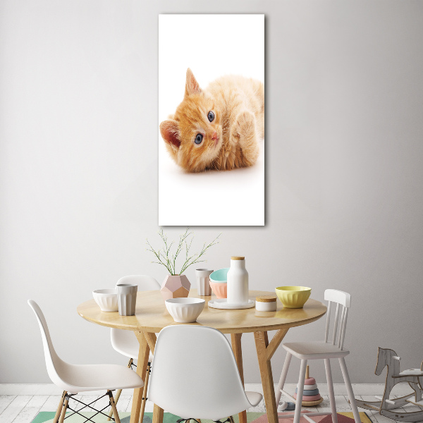 Fotocuadro de cristal elegante para hogar vertical Pequeño gato pelirrojo