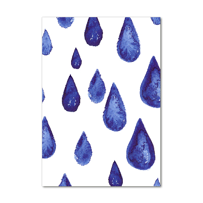 Cuadro decorativo en cristal con canto pulido vertical Gotas azules