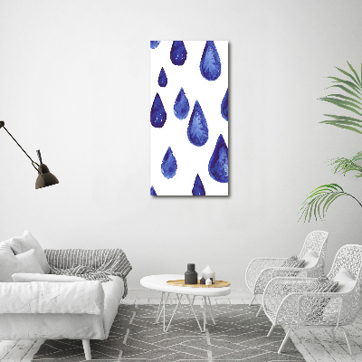 Cuadro decorativo en cristal con canto pulido vertical Gotas azules