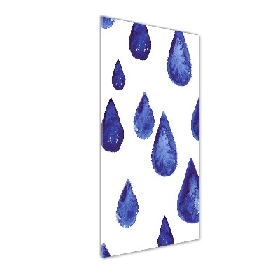 Cuadro decorativo en cristal con canto pulido vertical Gotas azules
