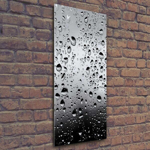 Cuadro decorativo en cristal con canto pulido vertical Gotas de agua