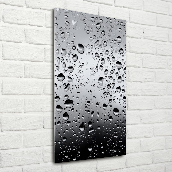 Cuadro decorativo en cristal con canto pulido vertical Gotas de agua
