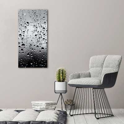 Cuadro decorativo en cristal con canto pulido vertical Gotas de agua