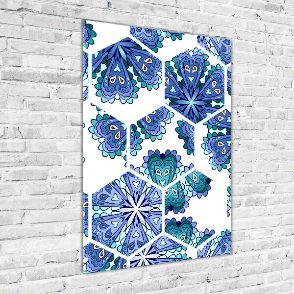 Cuadro de cristal moderno efecto brillo vertical Elementos del mandala