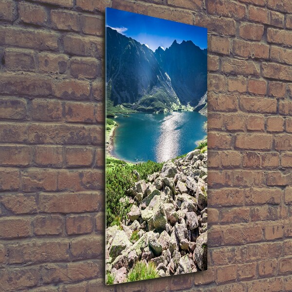 Fotocuadro de cristal elegante para hogar vertical Estanque negro de los montes Tatra