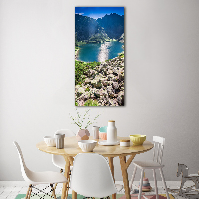 Fotocuadro de cristal elegante para hogar vertical Estanque negro de los montes Tatra