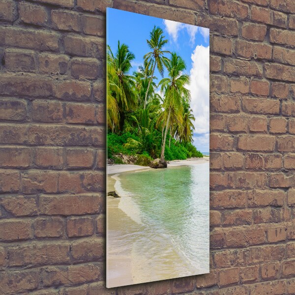Cuadro de cristal moderno efecto brillo vertical Playa tropical