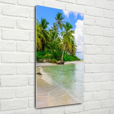 Cuadro de cristal moderno efecto brillo vertical Playa tropical