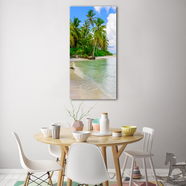 Cuadro de cristal moderno efecto brillo vertical Playa tropical