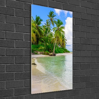 Cuadro de cristal moderno efecto brillo vertical Playa tropical