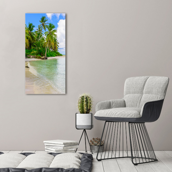 Cuadro de cristal moderno efecto brillo vertical Playa tropical