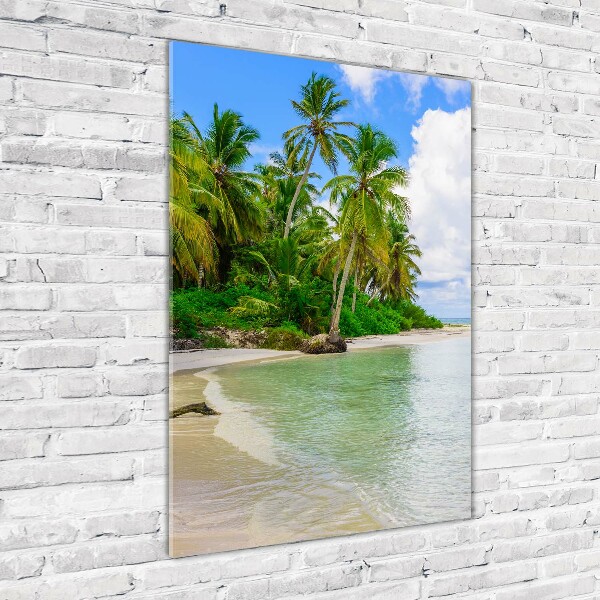 Cuadro de cristal moderno efecto brillo vertical Playa tropical