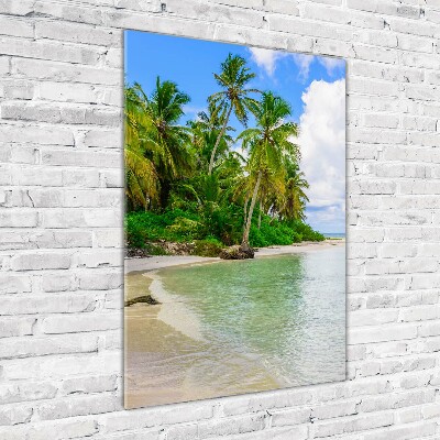 Cuadro de cristal moderno efecto brillo vertical Playa tropical