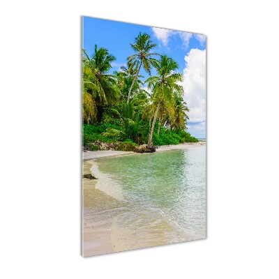 Cuadro de cristal moderno efecto brillo vertical Playa tropical