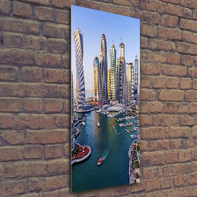 Cuadro decorativo en cristal con canto pulido vertical Dubai Creek