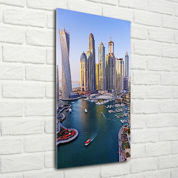 Cuadro decorativo en cristal con canto pulido vertical Dubai Creek