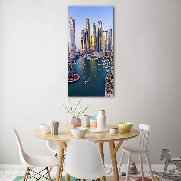 Cuadro decorativo en cristal con canto pulido vertical Dubai Creek