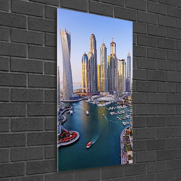 Cuadro decorativo en cristal con canto pulido vertical Dubai Creek