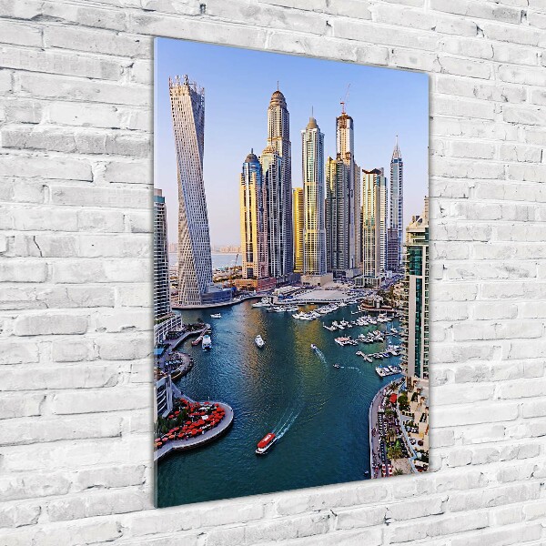 Cuadro decorativo en cristal con canto pulido vertical Dubai Creek