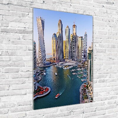 Cuadro decorativo en cristal con canto pulido vertical Dubai Creek