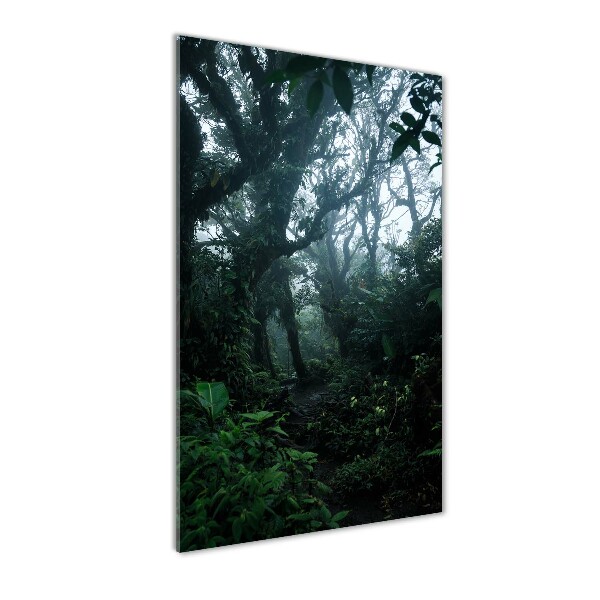 Cuadro decorativo en cristal con canto pulido vertical Selva tropical