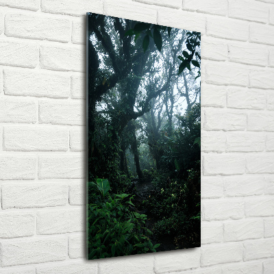 Cuadro decorativo en cristal con canto pulido vertical Selva tropical