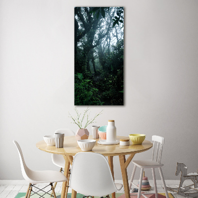 Cuadro decorativo en cristal con canto pulido vertical Selva tropical