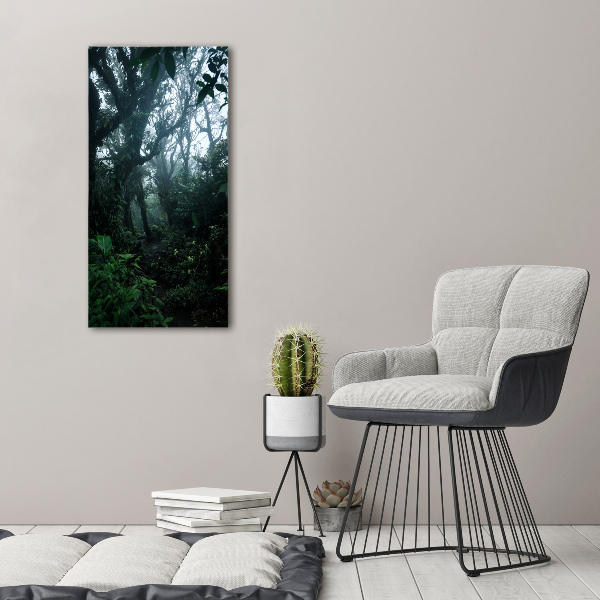Cuadro decorativo en cristal con canto pulido vertical Selva tropical