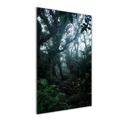 Cuadro decorativo en cristal con canto pulido vertical Selva tropical