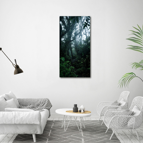 Cuadro decorativo en cristal con canto pulido vertical Selva tropical