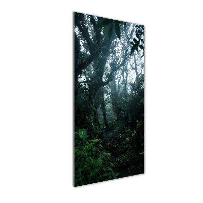 Cuadro decorativo en cristal con canto pulido vertical Selva tropical
