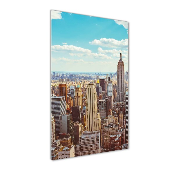 Cuadro decorativo en cristal con canto pulido vertical Vista aérea de Nueva York
