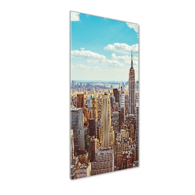Cuadro decorativo en cristal con canto pulido vertical Vista aérea de Nueva York