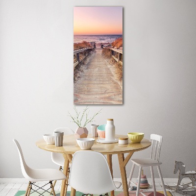 Cuadro de vidrio templado 4mm para pared vertical Camino a la playa