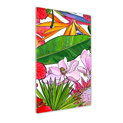 Cuadro de cristal moderno efecto brillo vertical Patrón hawaiano