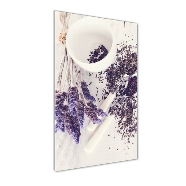 Cuadro de vidrio templado 4mm para pared vertical Infusión de lavanda