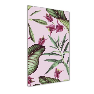 Cuadro decorativo en cristal con canto pulido vertical Patrón hawaiano