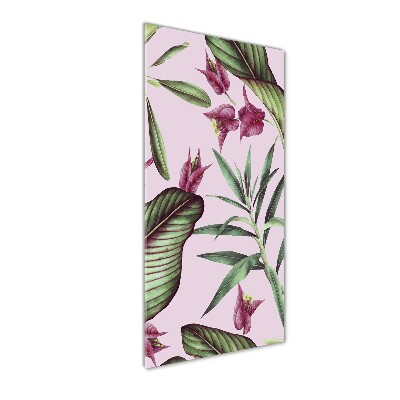 Cuadro decorativo en cristal con canto pulido vertical Patrón hawaiano