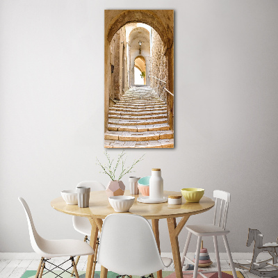 Cuadro decorativo en cristal con canto pulido vertical Calles estrechas