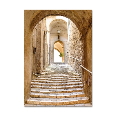 Cuadro decorativo en cristal con canto pulido vertical Calles estrechas