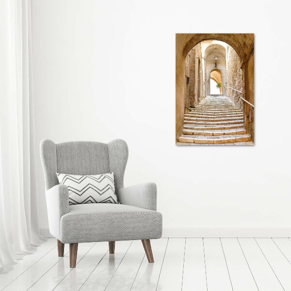 Cuadro decorativo en cristal con canto pulido vertical Calles estrechas