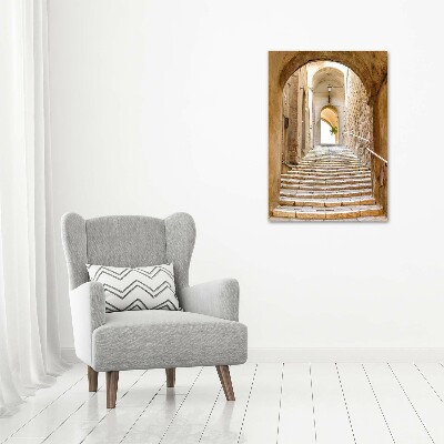 Cuadro decorativo en cristal con canto pulido vertical Calles estrechas