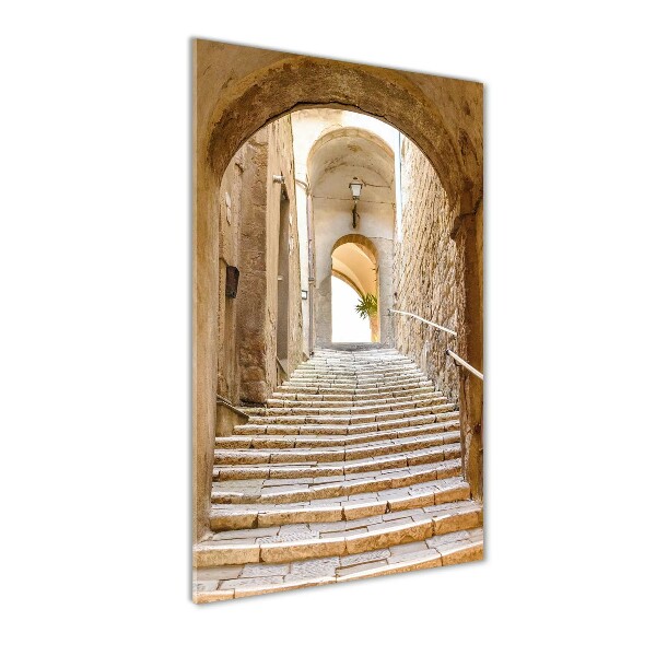 Cuadro decorativo en cristal con canto pulido vertical Calles estrechas