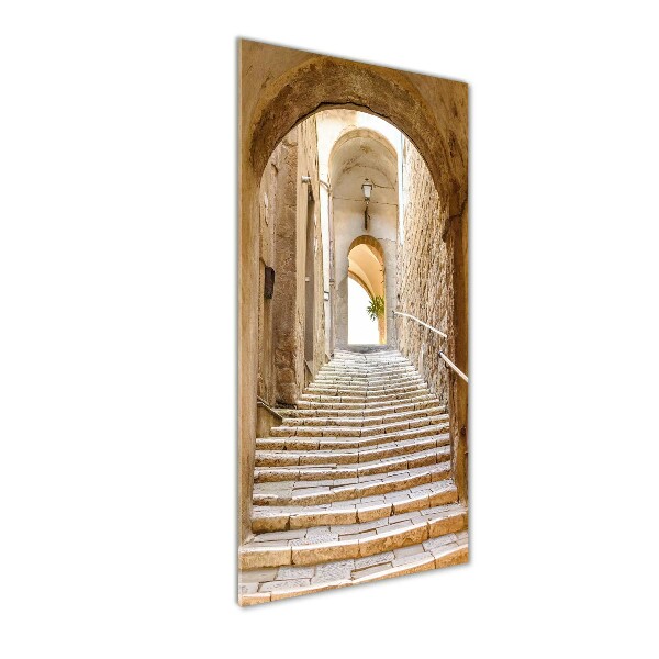 Cuadro decorativo en cristal con canto pulido vertical Calles estrechas