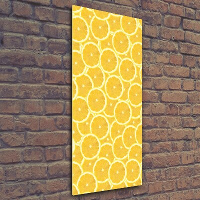 Cuadro de cristal moderno efecto brillo vertical Limones
