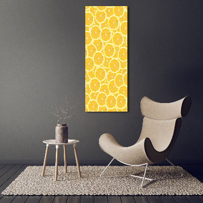 Cuadro de cristal moderno efecto brillo vertical Limones