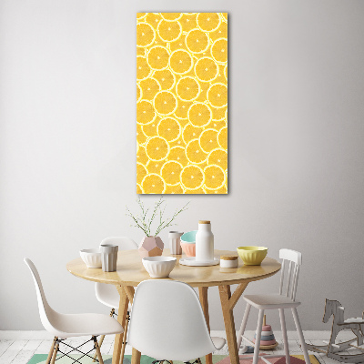 Cuadro de cristal moderno efecto brillo vertical Limones